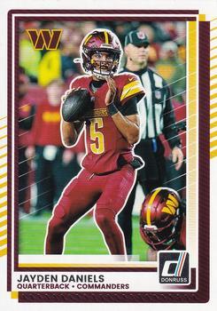 Jayden Daniels 2025 Donruss card Washington Commanders